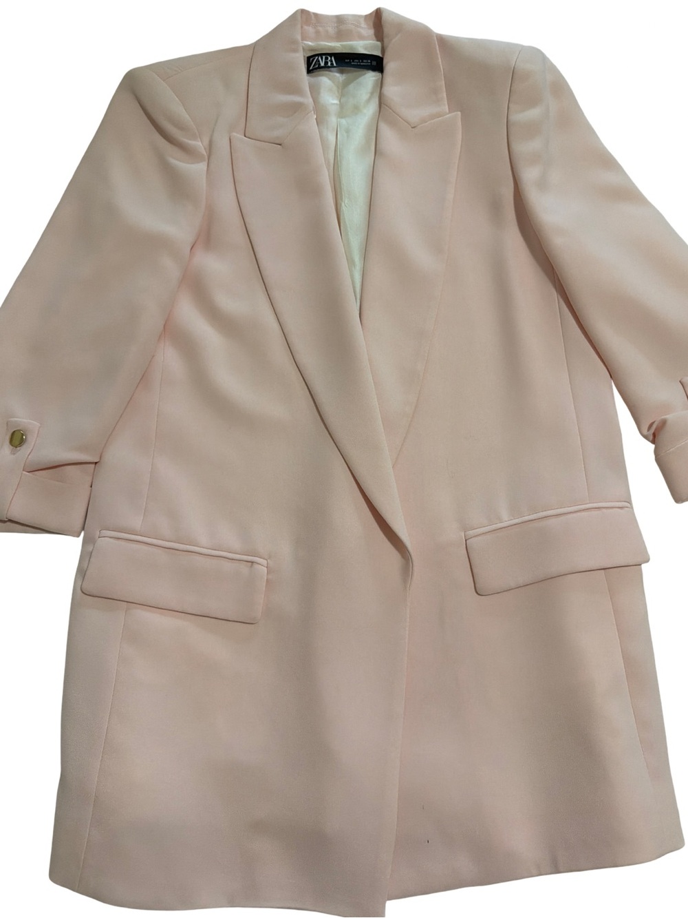 Zara Pale Pink Long Blazer Jacket